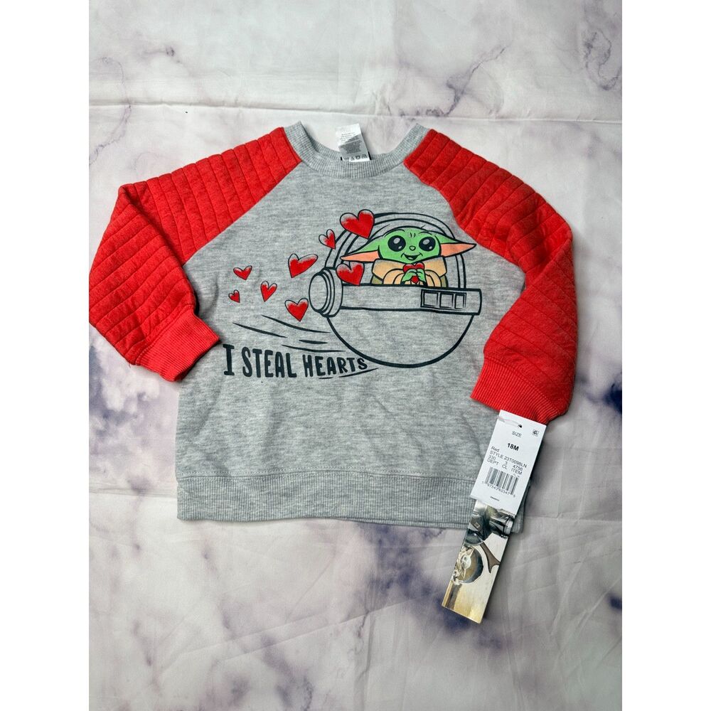 Star Wars I Steal Heart Gray & Red Pullover Sweater 18M